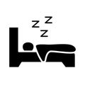 avatar figure sleeping in bed with Insomnia z letters silhouette style icon