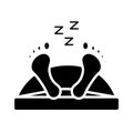 avatar figure sleeping in bed with Insomnia z letters silhouette style icon