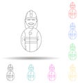 avatar firefighter multi color style icon. Simple thin line, outline vector of avatars icons for ui and ux, website or mobile Royalty Free Stock Photo