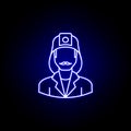 avatar firefighter outline icon in blue neon style. Signs and symbols can be used for web logo mobile app UI UX
