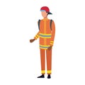 Avatar fireman standing icon, colorful design