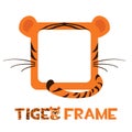 Avatar frame tiger, square animal template for game.