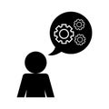 Avatar with gears inside bubble silhouette style icon vector design