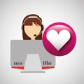Avatar girl headphones laptop and love heart
