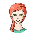 Avatar of a girl with red hair.Avatar and face single icon in cartoon style vector symbol stock illustration. Royalty Free Stock Photo