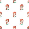 Avatar of a girl with red hair.Avatar and face single icon in cartoon style vector symbol stock illustration. Royalty Free Stock Photo