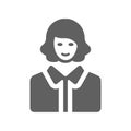 Avatar, girl, schoolgirl, student, user gray icon