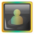 Avatar grey square vector icon illustration with yellow and green details