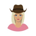 Avatar icon of girl in a cowboy hat Royalty Free Stock Photo