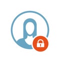 Avatar icon, people icon with padlock sign. Avatar icon and security, protection, privacy symbol Royalty Free Stock Photo