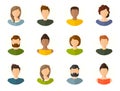 Avatar icons set. Avatar portraits. Business people diverse faces, man and woman persons, team group and employee, Vector isolated