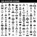 100 avatar icons set, simple style Royalty Free Stock Photo