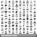 100 avatar icons set, simple style Royalty Free Stock Photo