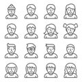 Avatar icons set vector illustration. Contains such icon as People, Avatar, Character and more. Expanded Stroke Royalty Free Stock Photo