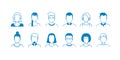 Avatar line icons. Hand drawn interface user symbols, doodle people of different ages, teens adult and old. Vector