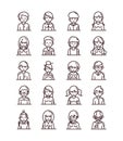 Avatar male female men women cartoon character people icons set line style icon Royalty Free Stock Photo