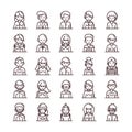 Avatar male female men women cartoon character people icons set line style icon Royalty Free Stock Photo