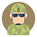 Avatar male soldier icon, flat style