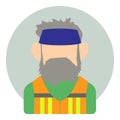 Avatar man with beard icon, flat style