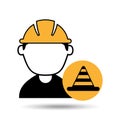 avatar man construction worker with cone warning icon Royalty Free Stock Photo