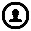 Avatar man face silhouette User sign Person profile picture male icon in circle round black color vector illustration image solid