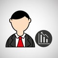 avatar man with suit and statistics graphic Royalty Free Stock Photo