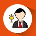 avatar man with suit and trophy graphic