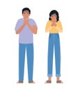 Avatar man and woman feeling sick dizzy and with nauseous vector design