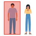 Avatar man and woman with fever in quarantined and nauseous vector design