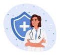 Avatar of a medical consultation doctor, an online health care pharmacist expert. Portrait of a young female therapist,