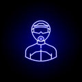 avatar motocross line icon in blue neon style. Signs and symbols can be used for web logo mobile app UI UX