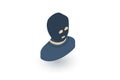 Avatar outlaw man, terrorist in balaclava mask isometric flat icon. 3d vector