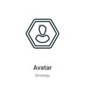 Avatar outline vector icon. Thin line black avatar icon, flat vector simple element illustration from editable strategy concept Royalty Free Stock Photo