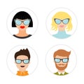 Avatar people icon set. Cute cartoon character. Diverse face collection Royalty Free Stock Photo