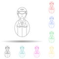 avatar pilot multi color style icon. Simple thin line, outline vector of avatars icons for ui and ux, website or mobile Royalty Free Stock Photo