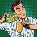 Avatar portrait bartender pouring beer Royalty Free Stock Photo