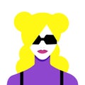 Avatar of pretty blondine. Portrait of fashionable girl. flat vector illustration Royalty Free Stock Photo