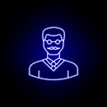 avatar professor outline icon in blue neon style. Signs and symbols can be used for web logo mobile app UI UX