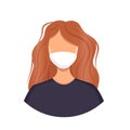 Avatar of a redhaired woman wearing a mask to protect against coronavirus, flu, air pollution, viruses and disease