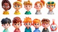 Avatar set for kids, cartoon character with cute smile. Game avatar set for preschool, school and kindergarten kids Royalty Free Stock Photo