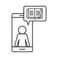 Avatar on smartphone with ebook silhouette style icon vector design