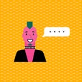 Avatar of smiling punk with mohawk and spikes, bubble. Stylish man talking. Royalty Free Stock Photo