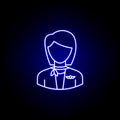 avatar stewardess outline icon in blue neon style. Signs and symbols can be used for web logo mobile app UI UX