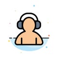 Avatar, Support, Man, Headphone Abstract Flat Color Icon Template Royalty Free Stock Photo
