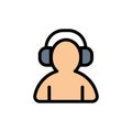 Avatar, Support, Man, Headphone Flat Color Icon. Vector icon banner Template