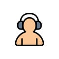Avatar, Support, Man, Headphone  Flat Color Icon. Vector icon banner Template Royalty Free Stock Photo