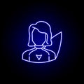 avatar surfer line icon in blue neon style. Signs and symbols can be used for web logo mobile app UI UX