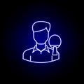 avatar table tennis line icon in blue neon style. Signs and symbols can be used for web logo mobile app UI UX