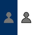 Avatar, User, Basic  Icons. Flat and Line Filled Icon Set Vector Blue Background Royalty Free Stock Photo