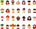 Avatar vector illustration of multicultural national children, people Royalty Free Stock Photo